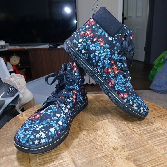 Dr Martens Women's Floral Boots Sz 10 Hippie Maelly Canvas Blue White Black Red - Picture 11 of 13
